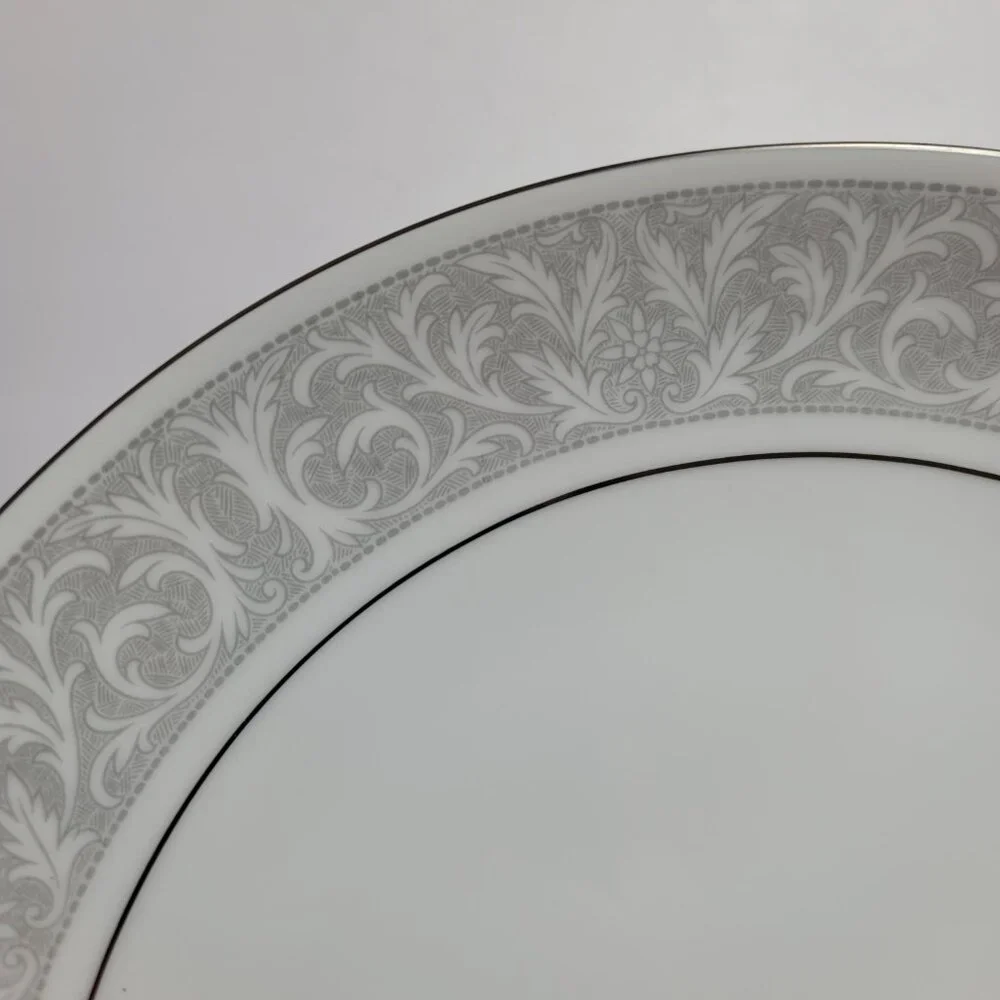 Imperial China Whitney Chop Plate White Gray Band Leaf Scrolls W. Dalton